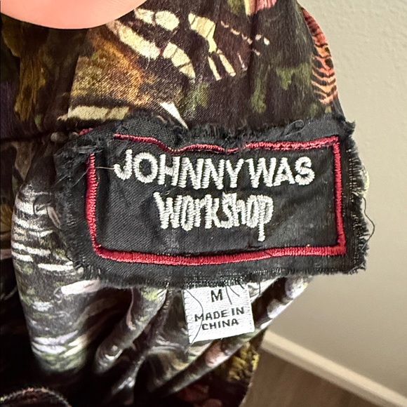 Johnny Was Silk Butterfly Floral Pants Black Size Medium - Picture 10 of 11